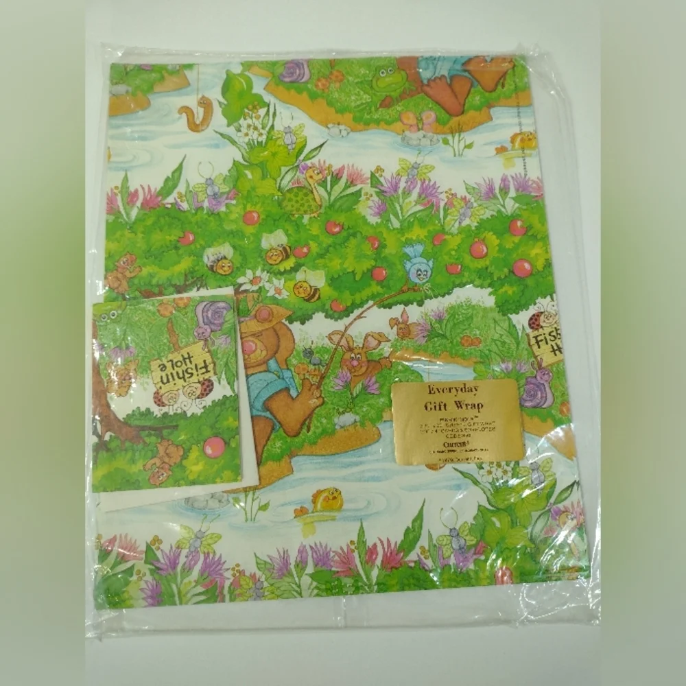 Vintage Set Of 4 Gift Wrap Colorful , Floral Festive